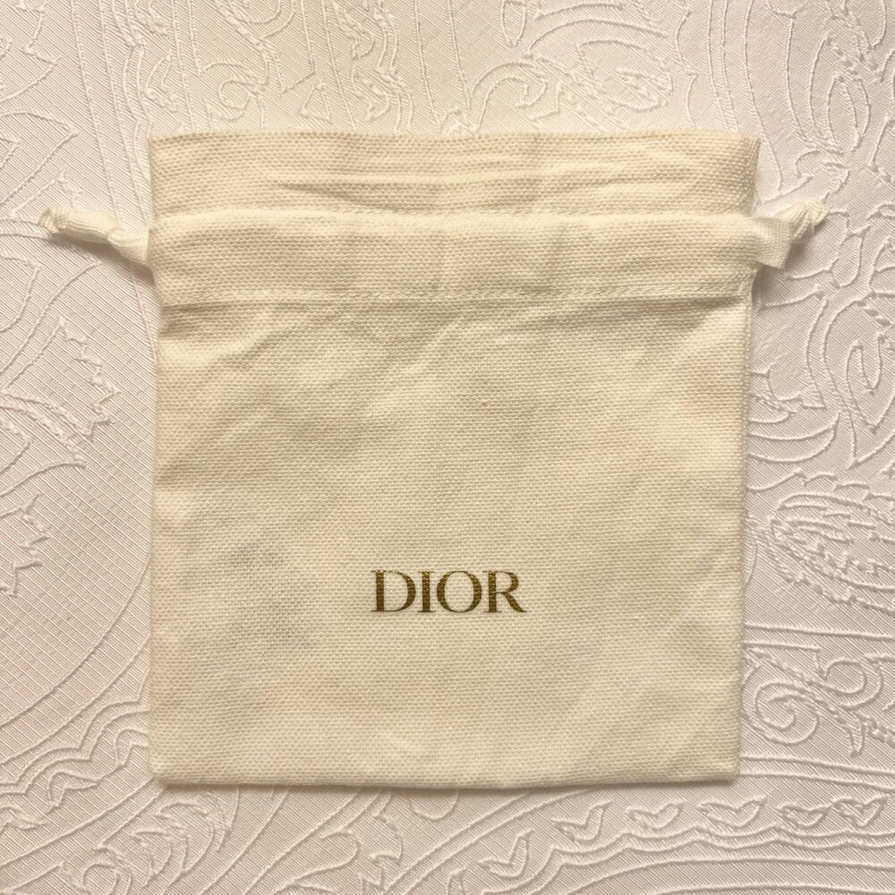 Dior Mini Small Dust Bag drawstring white and gold